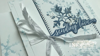 By Angie McKenzie for Ink.Stamp.Share Monthly Blog Hop; Click READ or VISIT to go to my blog for details! Featuring the Snowflake Wishes Photopolymer Stamp Set, the Artistically Inked Cling Stamp Set, and the Ornate Layers Dies in the 2021-2022 Annual Catalog PLUS a SNEAK PEEK of the Heartlfelf Wishes Cling Stamp Set from the July-December 2021 Mini Catalog by Stampin' Up!® to create a Christmas card and envelope; #stampinup #cardtechniques #cardmaking #snowflakewishes #somanysnowflakes #artisticallyinked #ornatelayers #christmascard #watercolorkissing #stampingtechniques  #stampinupincolor #inkstampsharemonthlybloghop #naturesinkspirations #crinkledseambindingribbon #coloringwithink #diycards #handmadecards #christmasinjuly #snowflakekisses