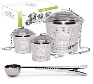 Tea Infuser Set by Chefast (2+1 Pack) - Combo Kit of 2 Single Cup Infusers, 1 Large Infuser, and Metal Scoop with Bag Clip - Reusable Stainless Steel Strainers and Steepers for Loose Leaf Teas