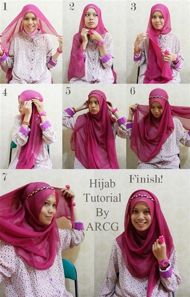 contoh tutorial hijab segi empat kreasi trend terbaru 2017/2018