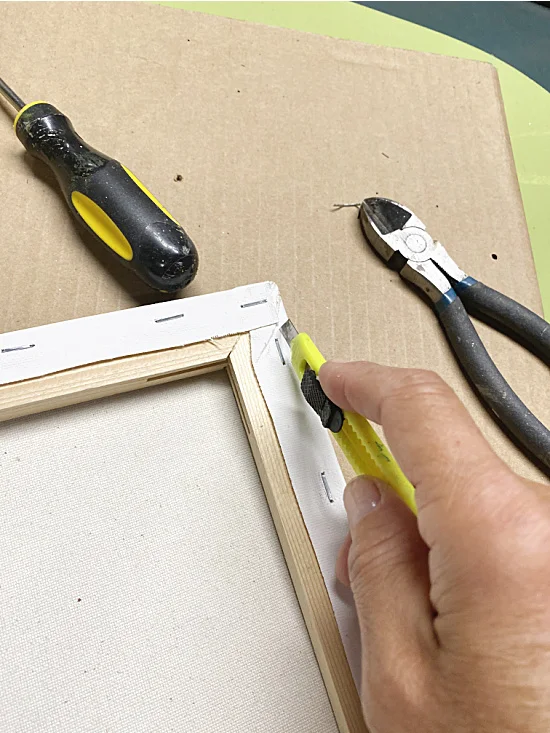 cutting off the canvas