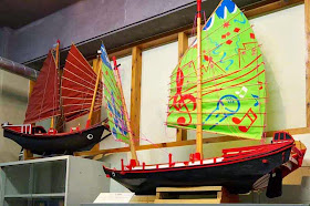 model boats in museum, sailing ships