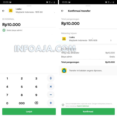 cara transfer saldo gopay ke maybank