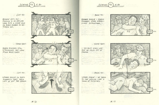Jeff Balsmeyer's storyboards for Radio Raheem's death sequence