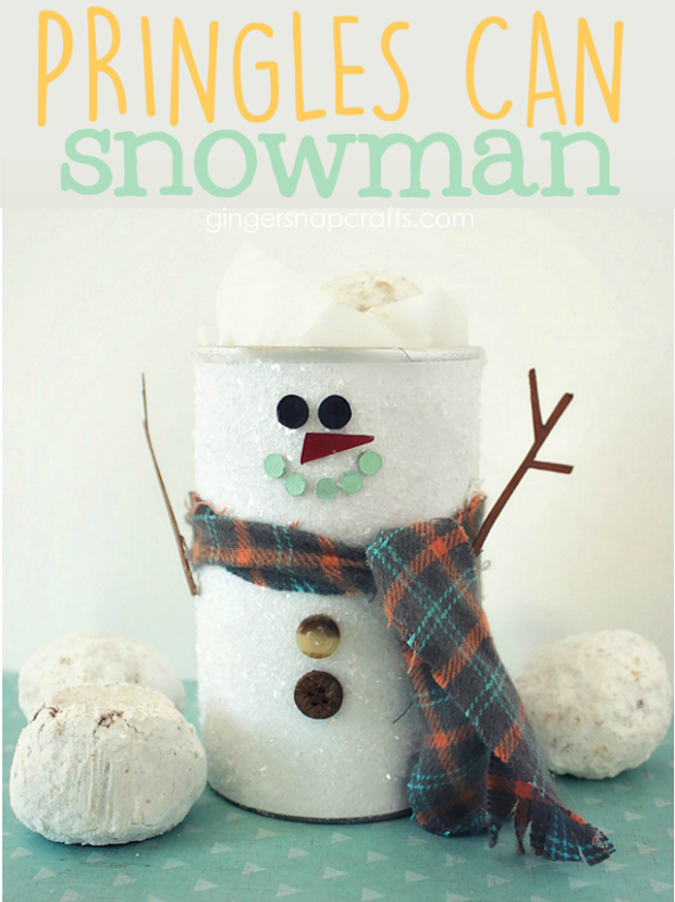 Pringles Can Snowman at GingerSnapCrafts.com #decoartprojects #snowman_thumb
