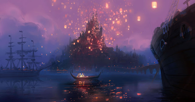 Tangled Art Lantern Scene  