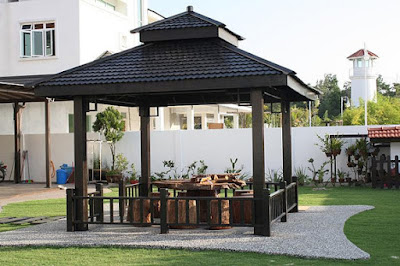 Desain Gazebo Bambu dan Kayu Minimalis 