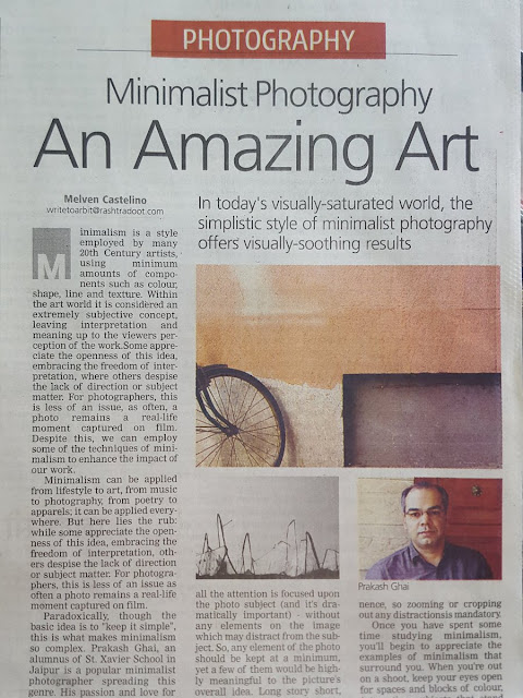 Featured in Rashtradoot Newspaper for Minimalist Photography