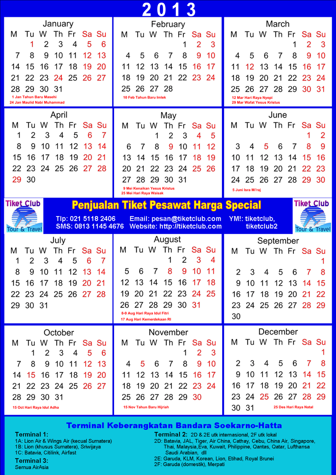 Tiket Club - Beli Tiket Praktis Ekonomis: Kalender 2013 