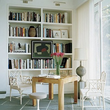 Bookshelves in Dining Rooms Elle Decor, Photography William Waldron, design Bruce Glickman and Wilson Teng