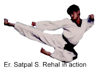 Master Er. Satpal Singh Rehal in action doing Taekwondo Flying Kick Twio yeop Chagi, Garhshankar, Hoshiarpur, Mohali, Chandigarh, Punjab, India, Patiala, Jalandhar, Moga, Ludhiana, Ferozepur, Sangrur, Fazilka, Mansa, Nawanshahr, Ropar, Amritsar, Gurdaspur, Tarn taran, Martial Arts Tkd Training Club, Classes, Academy, Association, Federation