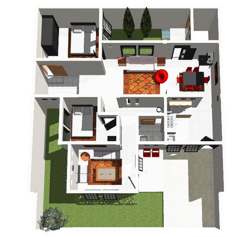 Desain Denah Rumah Minimalis Sederhana Ukuran 7x12m