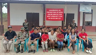 On May 3, 2023, the Aizawl Battalion, under the aegis of Headquarter 23 Sector Assam Rifles and Headquarters Inspector General Assam Rifles (East), conducted a lecture on drug abuse prevention awareness at New Vaikhawtlang, Mimbung, and Kawlbem Company Operating Bases. The event had a total of 61 civilians and 32 AR troops in attendance