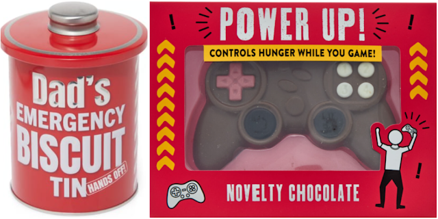 Biscuit tin and chocolate game controller