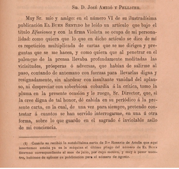 Fragmento de la carta publicada en El Buen Sentido, Lerida, agosto de 1885