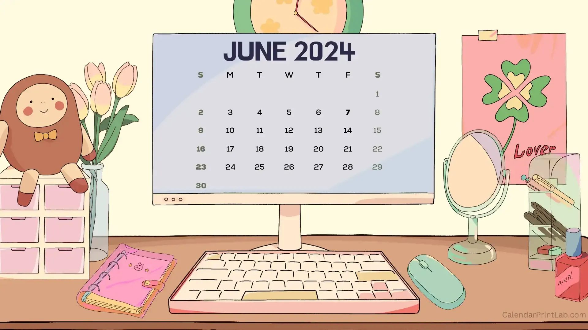 June 2024 Calendar HD Wallpaper