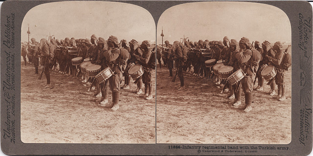 stereoscope view of turkish regimental band