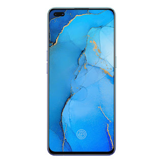 This is a Picture of OPPO Reno3 Pro Auroral Blue Mobile Phone