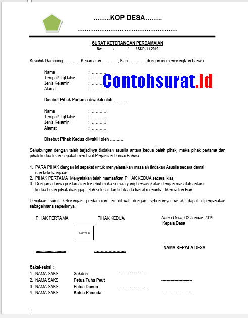 Contoh Surat Perjanjian Damai Kecelakaan Lalu Lintas Contoh Surat