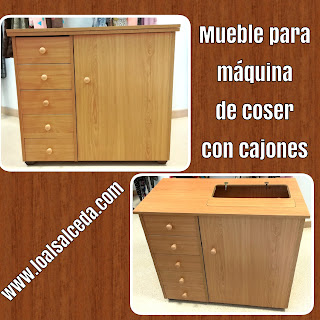 Mueble máquina de coser con cajones