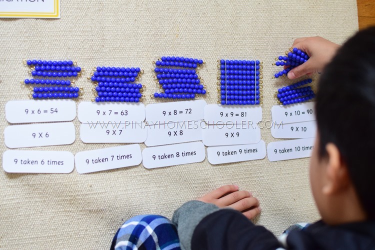 Multiplication Labels with Montessori Beads