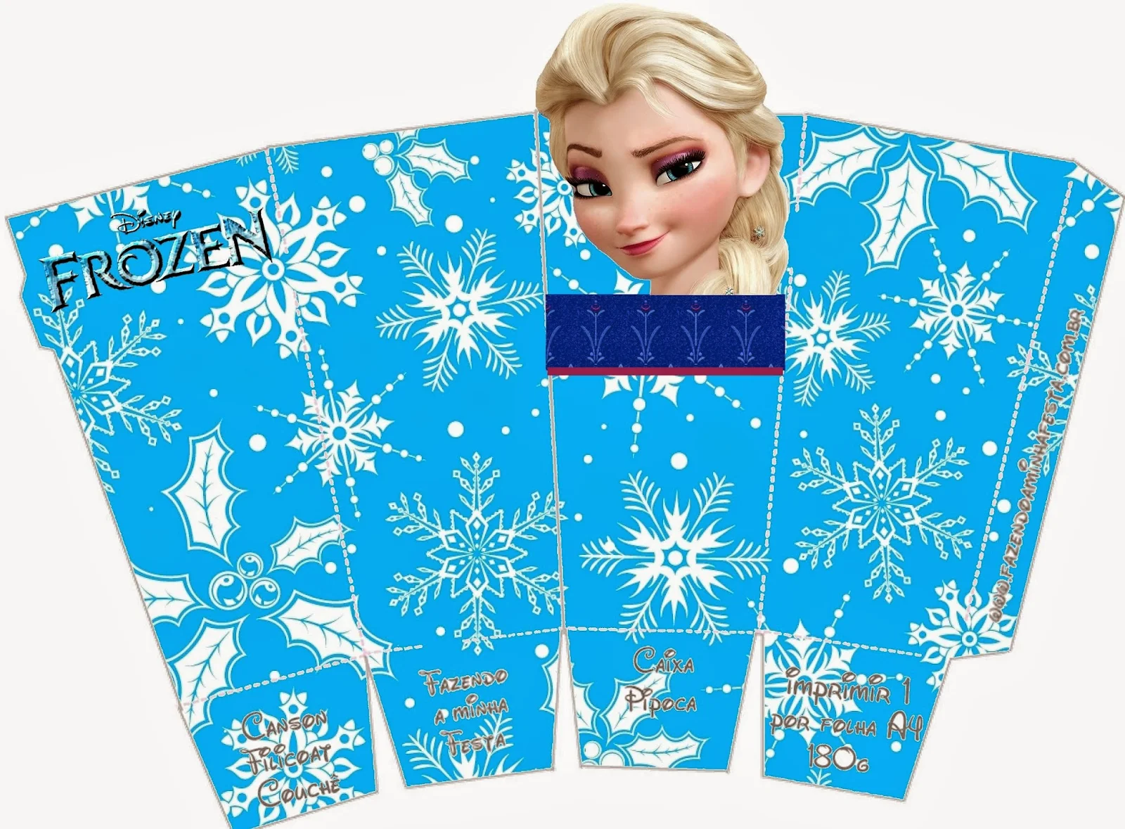 Frozen: Caja de Elsa para Popcorn, para Imprimir Gratis. 