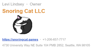 A screenshot of Snoring Cat LLC's email signature.