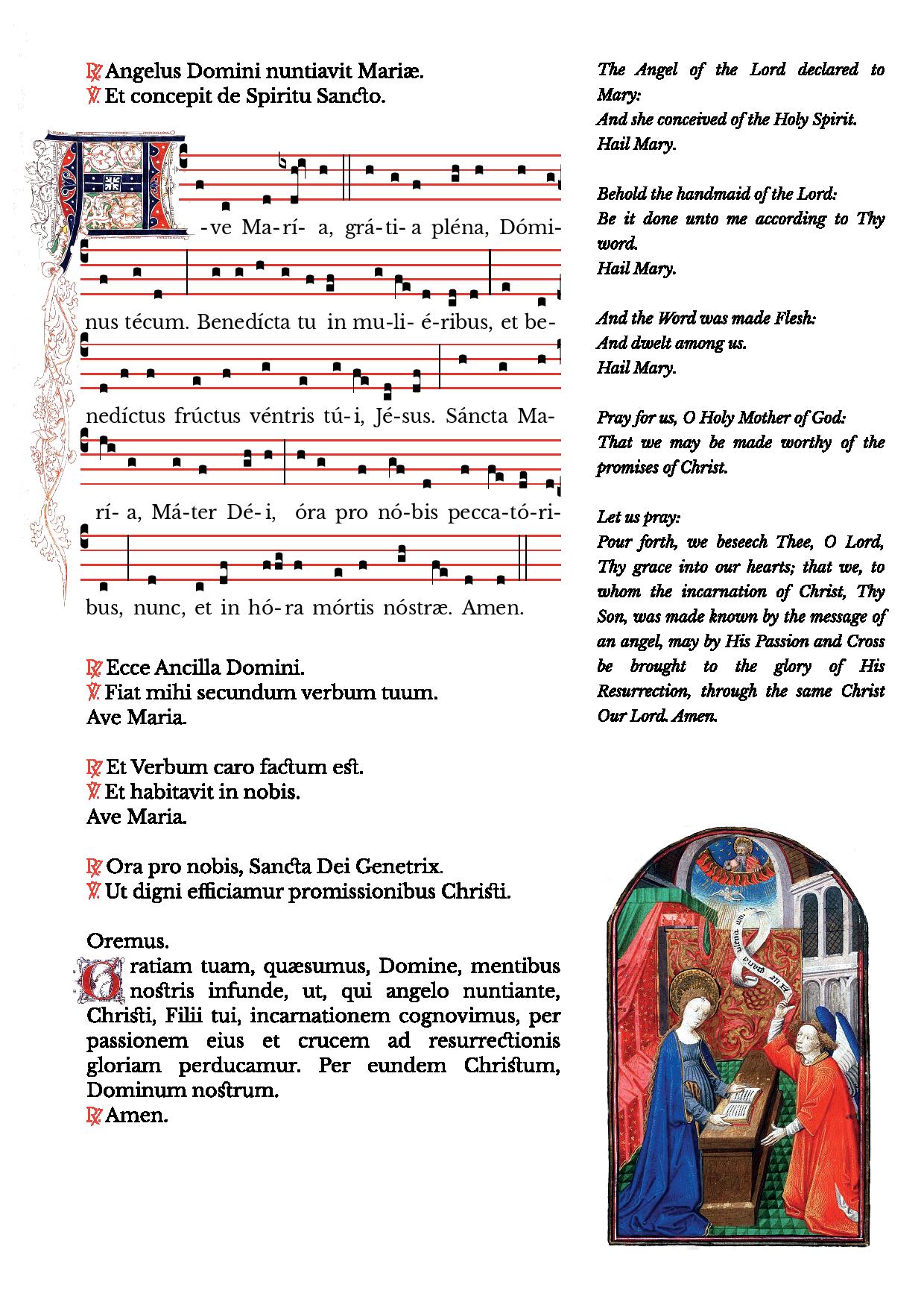 New Liturgical Movement A Prayer Card Of The Angelus And A Recording Of The Vigil Of Pentecost