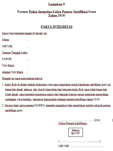 Contoh Surat Pakta Integritas Partai Contoh Surat