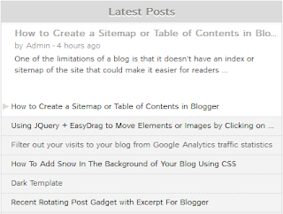 This JavaScript code will display the latest posts of any feed Recent Rotating Post Gadget with Excerpt For Blogger