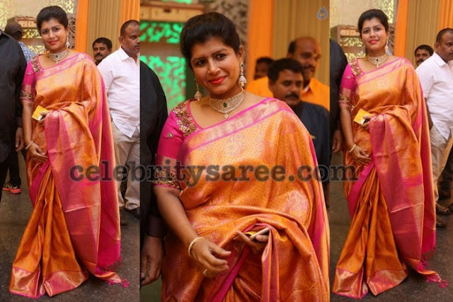 Nikitha Reddy Mustard Silk Saree