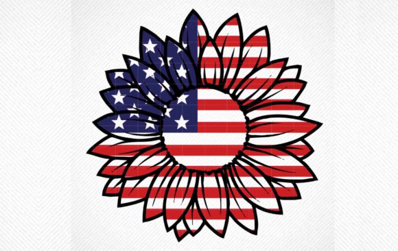 Download Patriotic Sunflower, 4th of July Graphic Cricut Cut Files