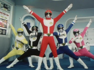 Dai Sentai Goggle V posing during the first episode