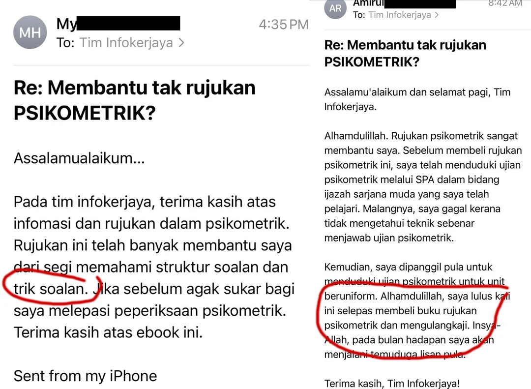 Testimoni Pembeli Rujukan Ujian Psikometrik