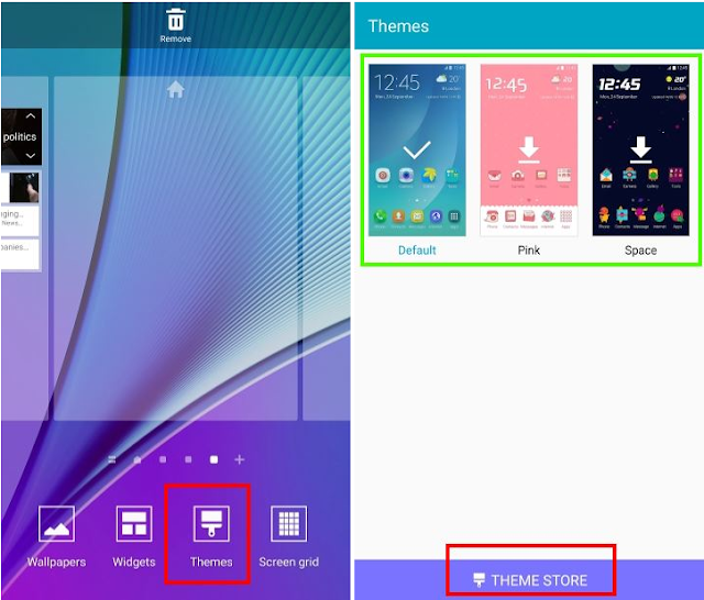 Enter alter method of Galaxy Note 5 home screen