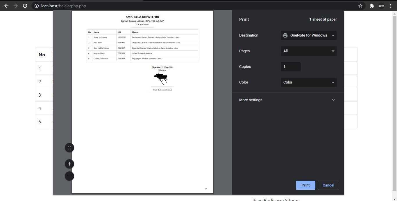 Tutorial PHP Pemula #10 : Cara Membuat Laporan PDF Dan Beserta Tanda Tangan