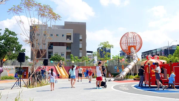 ▲眾所期盼的彰化縣員林公14公園共融遊戲場工程竣工，是員林市第一座共融遊戲場，由縣民命名為「兔馬鹿公園」，今天啟用正式亮相，將成為員林市親子共遊休憩場所，提供從小到老全齡化使用的遊憩區域。（記者林明佑攝）
