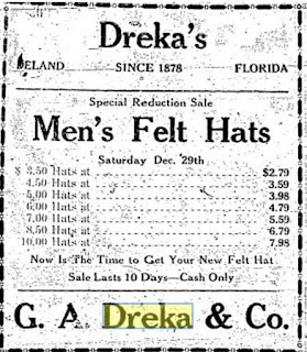 1923 newspaper ad for men's hats