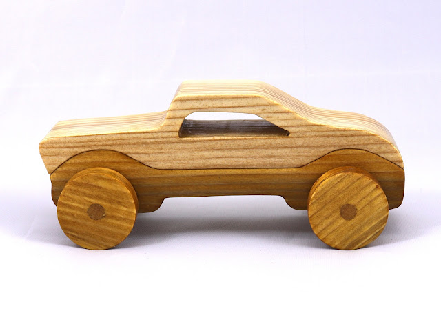 Wood Toy Car, Roadster, Coupe, or Truck, Handmade and Finished with Clear and Amber Shellac from The Speedy Wheels Series
