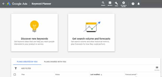 find keyword on keyword planner