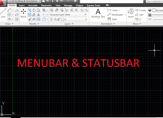 menubar & statusbar autocad