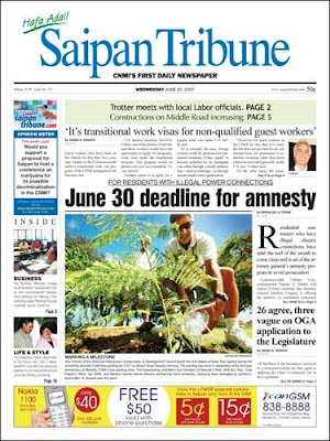 Saipan Tribune Front Page