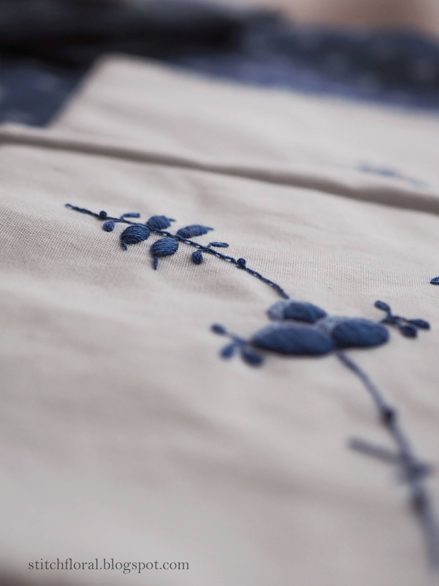 blue folk embroidery