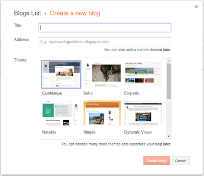 Create your First Blog in Blogger-- create new blog