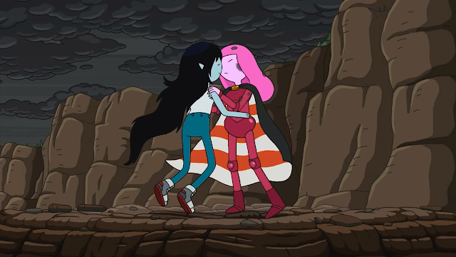 29+ LGBT Kid's Shows - Adventure Time - Picture of lesbians Princess Bubblegum and Marceline kissing