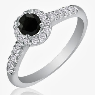 Hansa 0.89ct Black Diamond Engagement Ring in 14k White Gold, H-I, SI2-I1, Available Ring Sizes 4-9.5