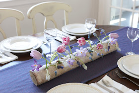 Birch log centerpiece