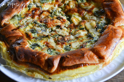 Tarte aux fanes de radis, à l'ail et au cheddar  © Popote et Nature