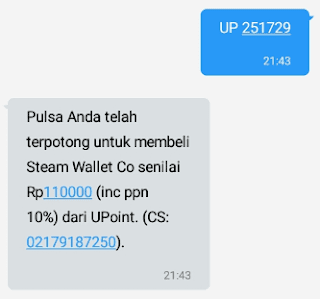 Konfirmasi SMS pembelian