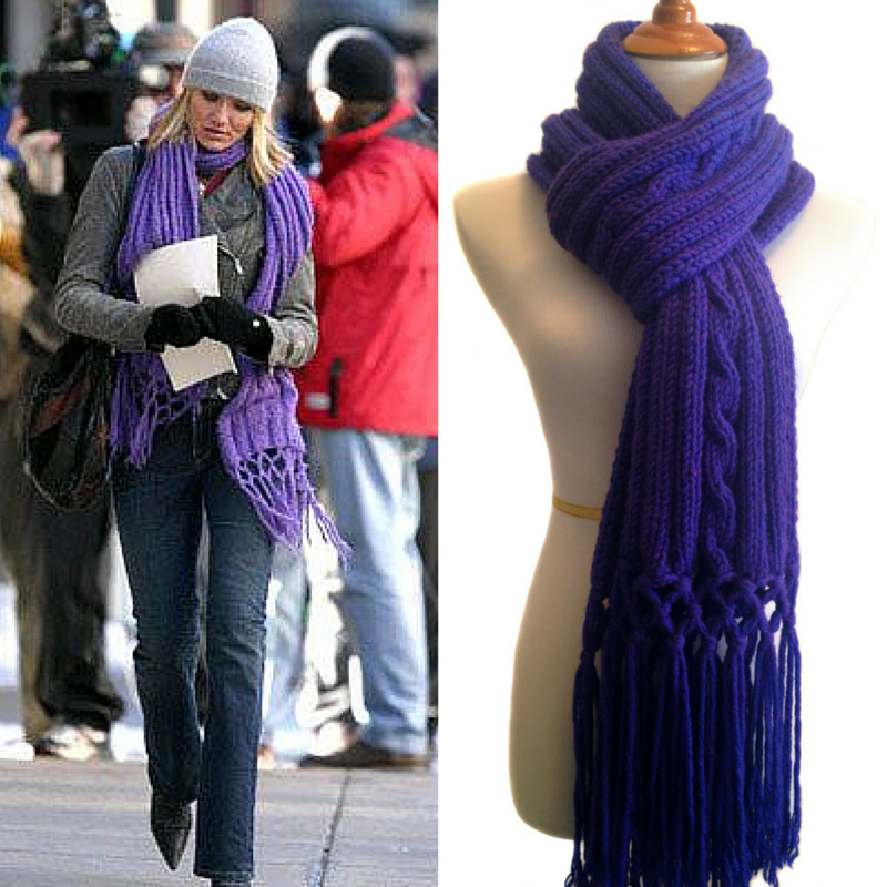 In Her Shoes, Cameron Diaz, Movie, Purple, Scarf, Knit, Pattern, Sharondipity, Designs