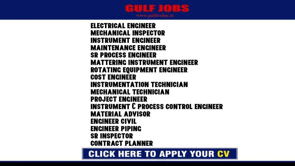 KSA Jobs-Electrical Engineer-Mechanical Inspector-Instrument Engineer-Maintenance Engineer-Sr process Engineer-Mattering Instrument Engineer-Rotating Equipment Engineer-Cost Engineer-Instrumentation Technician-Mechanical Technician-Project Engineer-Instrument & Process Control Engineer-Material Advisor-Engineer Civil-Engineer Piping-Sr Inspector-Contract Planner